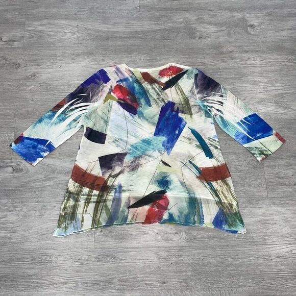 Jess & Jane Tunic Women XL Abstract Oversized Wearable Art Relaxed Whimsical Top - Picture 1 of 10
